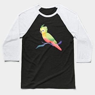 Cute Colorful Watercolor Parrot Baseball T-Shirt